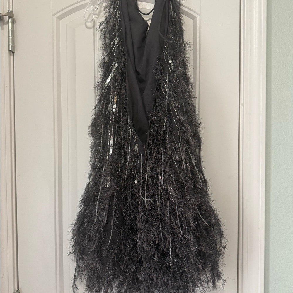 ASOS Black Feathered Dress - Picture 2 of 4